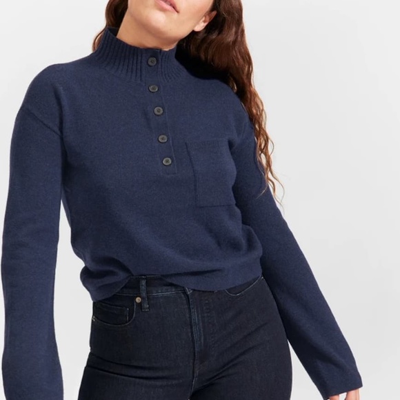 Everlane Sweaters - Everlane Recashmere Button Mock Neck Sweater